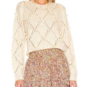 MINKPINK Sabrina Pom Pom Sweater in Ivory